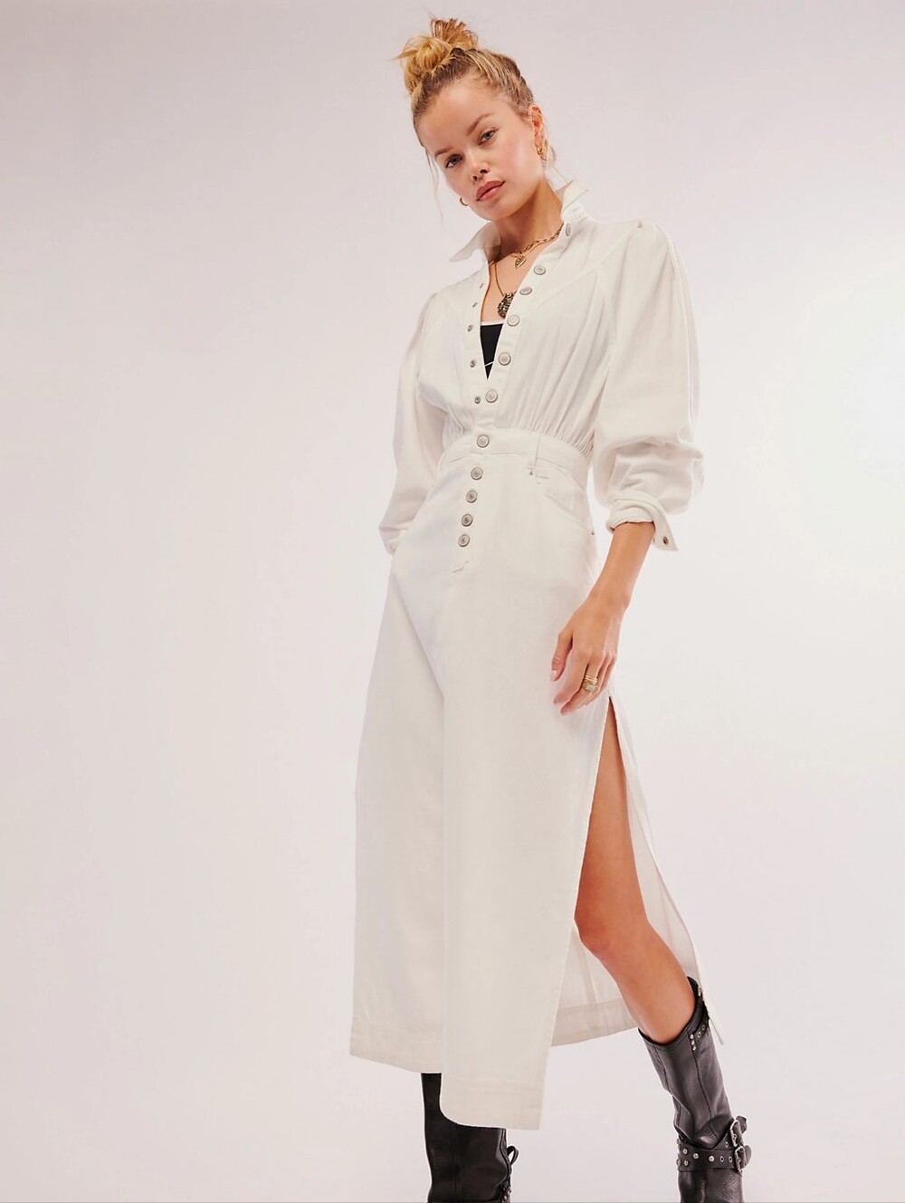 NWT FREE PEOPLE Mad Love Denim Midi Dress $198 Retail